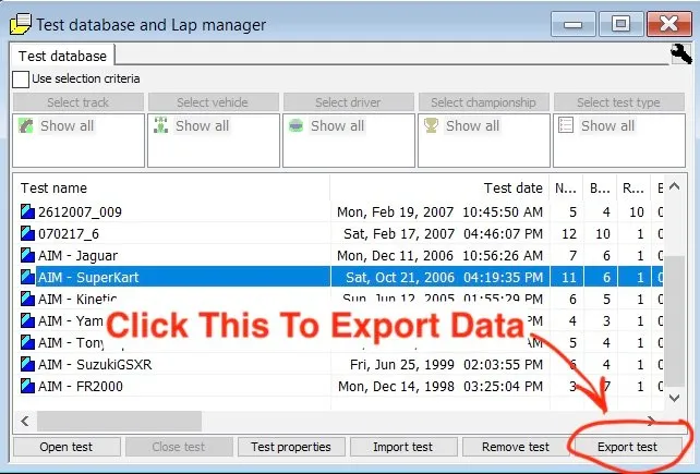 How to export AIM data in motorsports