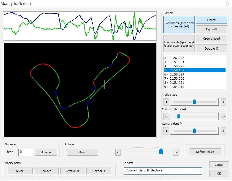 The AiM Race Studio auto generated track map looks like this. It is not what you want.