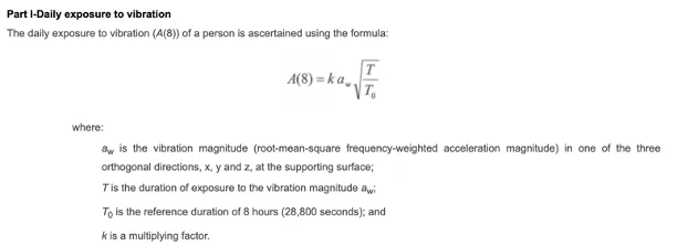 Daily exposure to vibration calculation