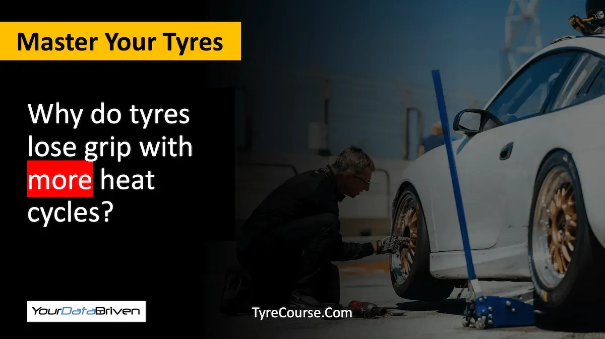 Why do tyres lose grip each heat cycle